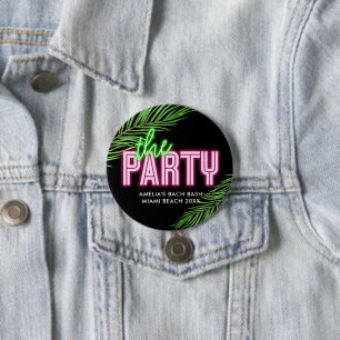 The Party Green & Pink Tropical Bach Button