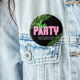 The Party Green & Pink Tropical Bach Button