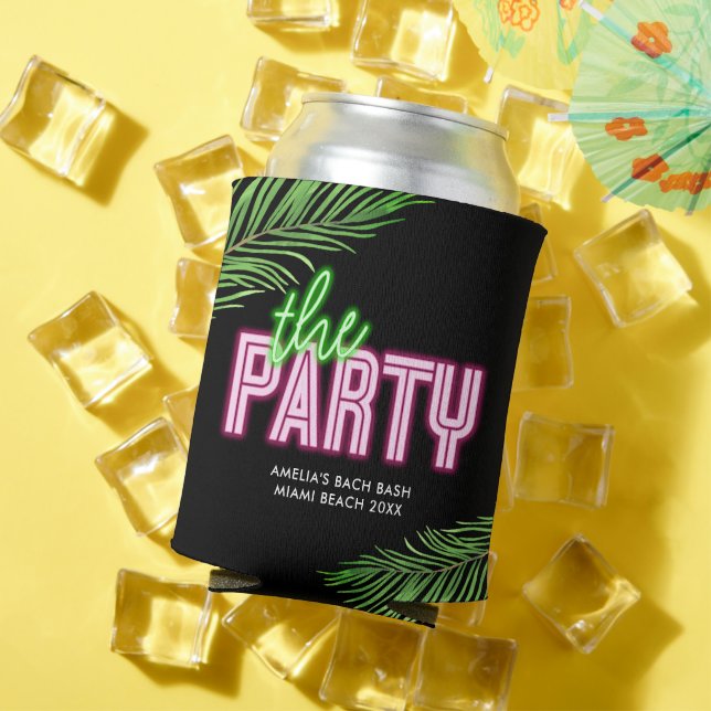 The Party Green & Pink Tropical Bach Can Cooler (In Situ Summer)
