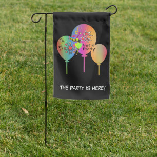 The Party Is Here Garden Flag