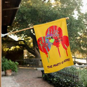The Party Is Here Yellow    House Flag