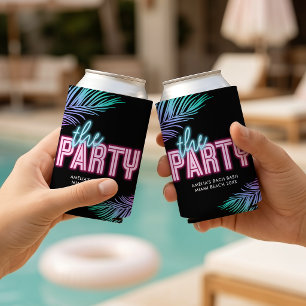 The Party Neon Blue & Pink Tropical Bach Can Cooler