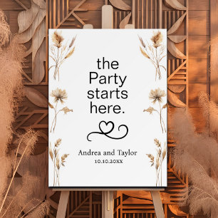 The Party starts here Pampas Grass Wedding Foam Board