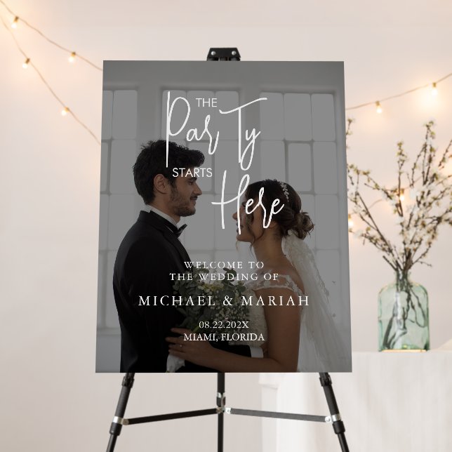 The Party Starts Here Rehearsal Dinner Photo Foam Board (In Situ (Stand))
