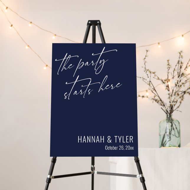 The Party Starts Here Simple Elegant Simple Navy Foam Board (In Situ (Stand))