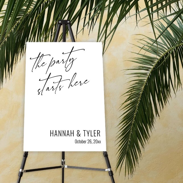 The Party Starts Here Simple Elegant Simple White Foam Board (Creator Uploaded)