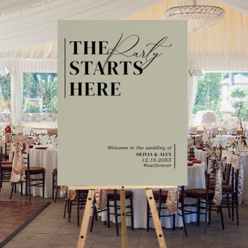 The Party Starts Here Wedding Welcome Modern Scrip Foam Board