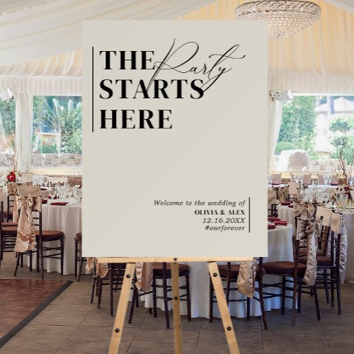 The Party Starts Here Wedding Welcome Modern Scrip Foam Board