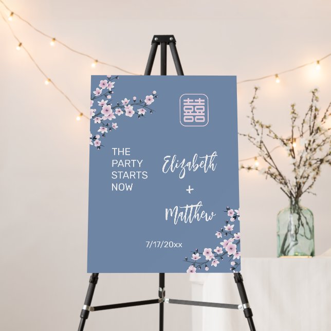 "The party starts now" Chinese Wedding Reception Foam Board (In Situ (Stand))