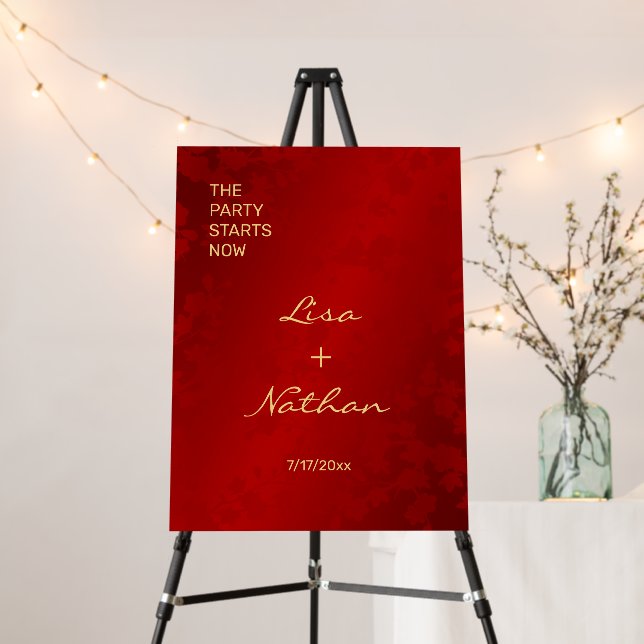 "The party starts now" Christmas Wedding Reception Foam Board (In Situ (Stand))