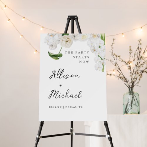 The Party Starts Now Greenery Wedding Sign