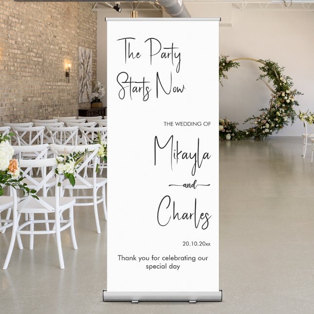 The Party Starts Now Wedding Party Event Long Retractable Banner (Creator Uploaded)