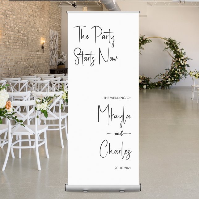 The Party Starts Now Wedding Party Event Long Retractable Banner (Creator Uploaded)