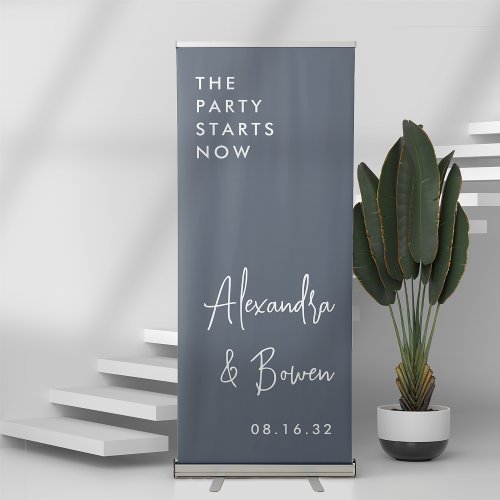 The Party Starts Now Wedding Sign  Navy