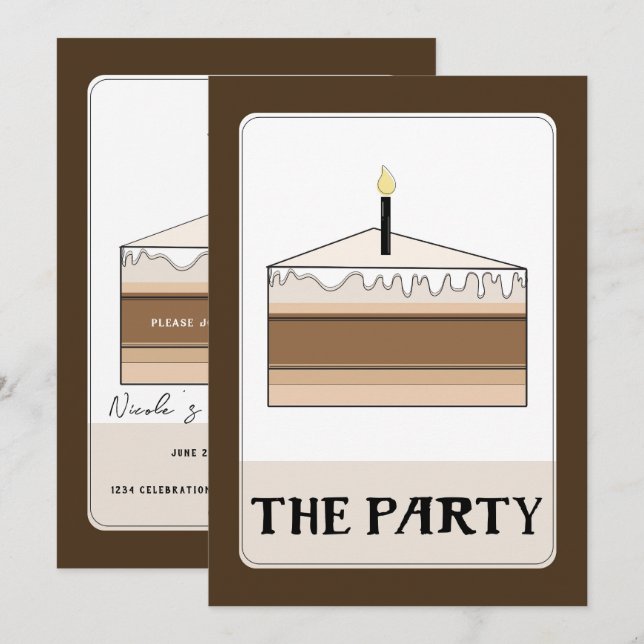 THE PARTY Tarot Style Birthday Cake Slice Party Invitation (Front/Back)