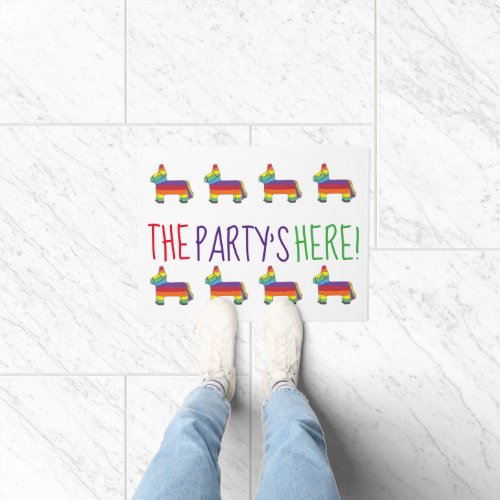 The Partys Here Rainbow Piata Cinco de Mayo Doormat