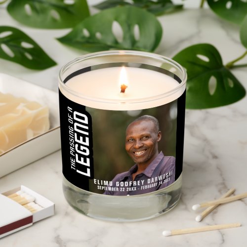 The passing of legend photos memorial black white scented candle