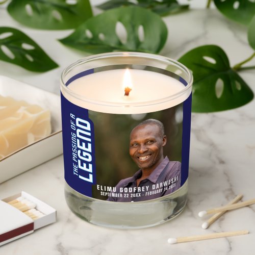The passing of legend photos memorial blue white scented candle