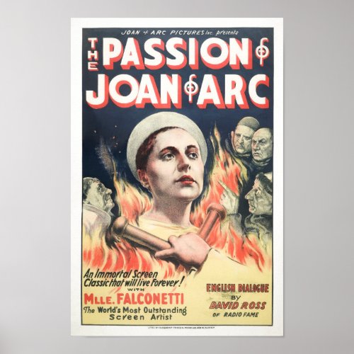 The Passion of Joan of Arc Movie Promotional Ad Poster