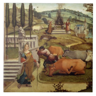 The Passions of Pasiphae, wife of King Minos of Cr Ceramic Tile