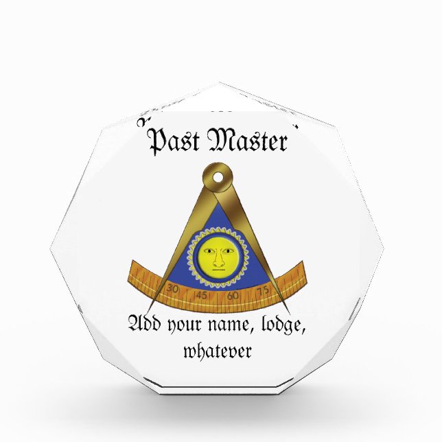 The Past Master Acrylic Award (Front)