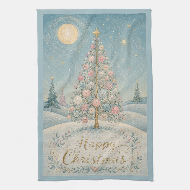 The Pastel Solstice Tree Kitchen Towel (Vertical)