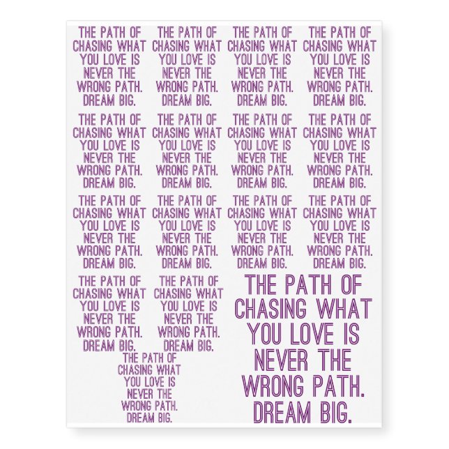 "The Path" Dream BIG Design Temporary Tattoos (Front)
