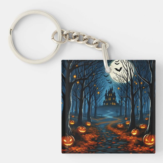 The path of the haunted forest - Halloween Keychain (Front)
