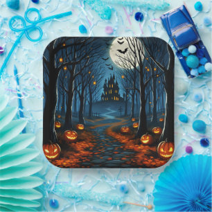 The path of the haunted forest - Halloween Paper Plates