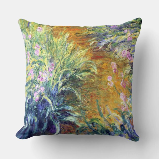The Path Through the Iris Claude Monet Fine Art Throw Pillow (Front)