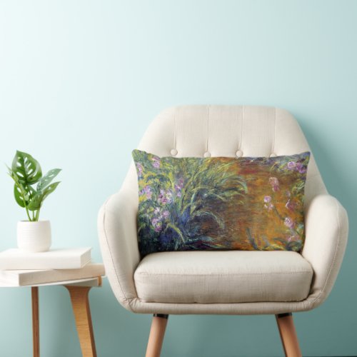 The Path Through the Irises by Claude Monet Lumbar Pillow