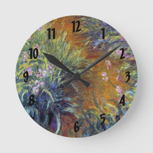 The Path Through the Irises by Claude Monet Round Clock