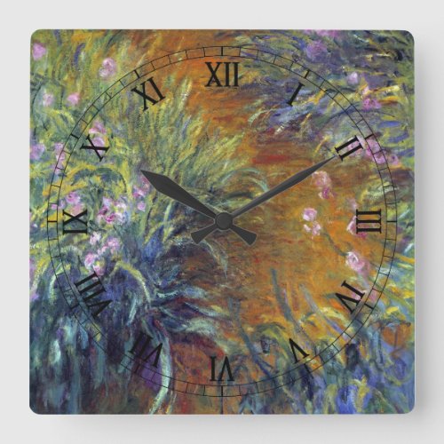 The Path Through the Irises by Claude Monet Square Wall Clock