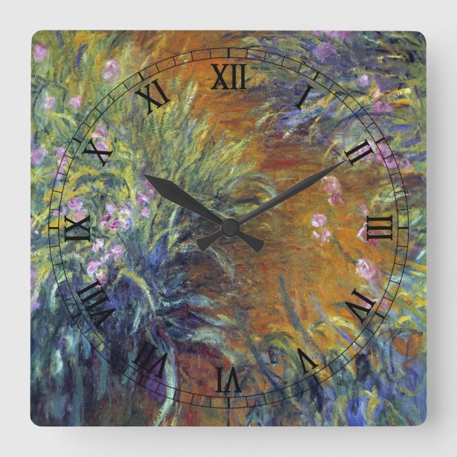 The Path Through the Irises by Claude Monet Square Wall Clock (Front)