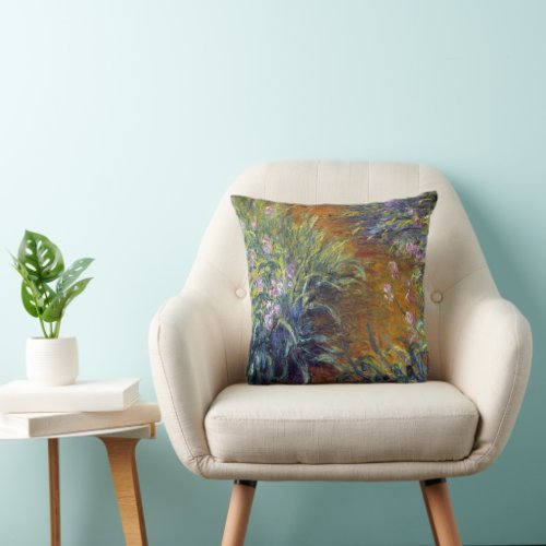 The Path Through the Irises by Claude Monet Throw Pillow