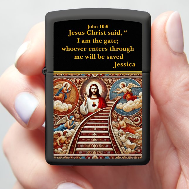 The Path to Salvation - John 10:9 Zippo Lighter (In Hand)