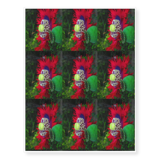The Patriot flag poppy 9 per sheet Temporary Tattoos (Front)
