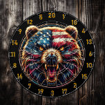 The Patriot's Boldest  Bear Game Board Dart Board<br><div class="desc">1. Introducing a striking centerpiece for your man cave or hunting lodge, this exquisite dart board features a captivating design that marries the rugged allure of the wild with a touch of patriotic flair. The image of a majestic grizzly bear, rendered in stunning detail, commands attention and evokes a sense...</div>