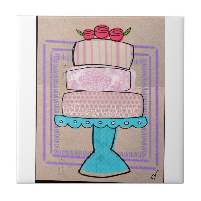 The Patterened Pastel Tower Ceramic Tile (Front)