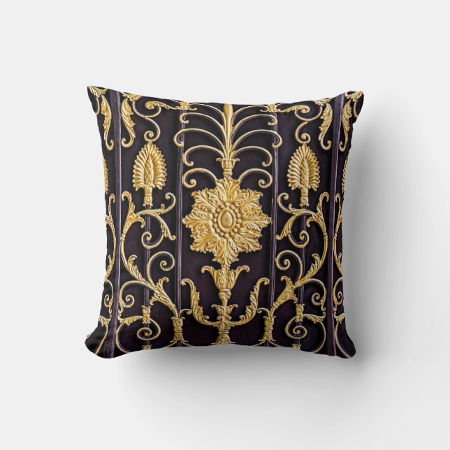 The pattern on metallic gate throw pillow (Front)