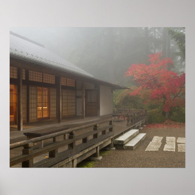 The pavilion at the Portland Japanese Garden Poster (Front)