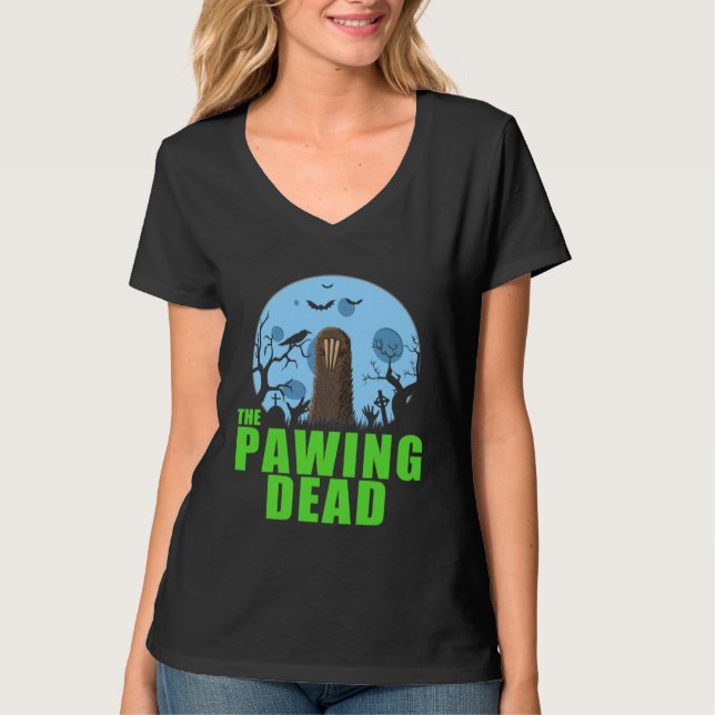 The Pawing Dead  Zombie Sloth Paw Halloween Costum T-Shirt (Front)