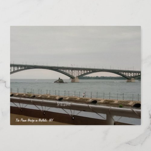 The Peace Bridge in Buffalo NY Foil Holiday Postcard