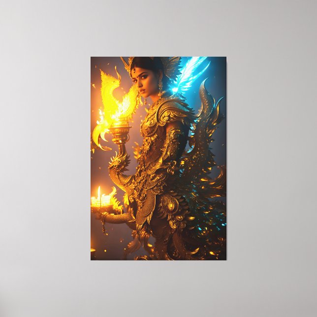 The Peacock Dragon 008 Canvas Print (Front)