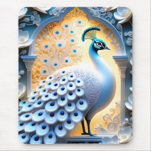 The peacock is a brightly colored bird that is kno mouse pad