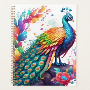 The peacock is a brightly colored bird that is kno planner