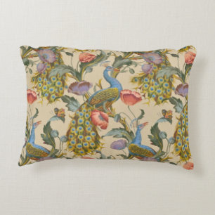 The Peacock Pattern Art Nouveau 1890 Accent Pillow