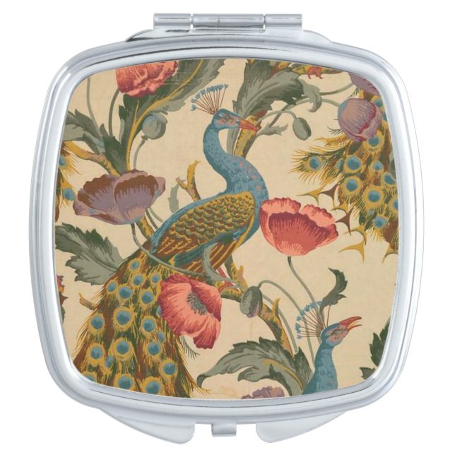 The Peacock Pattern Art Nouveau  Compact Mirror (Front)