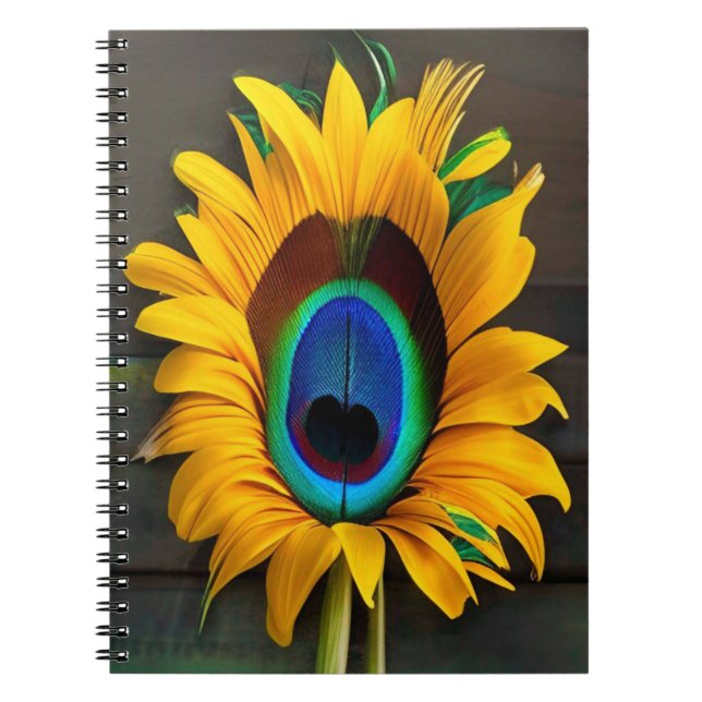The Peacock Sun Feather Flower Notebook (Front)