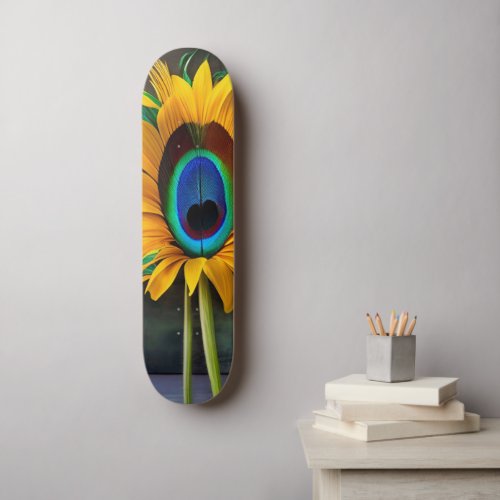 The Peacock Sunfeather Flower Skateboard